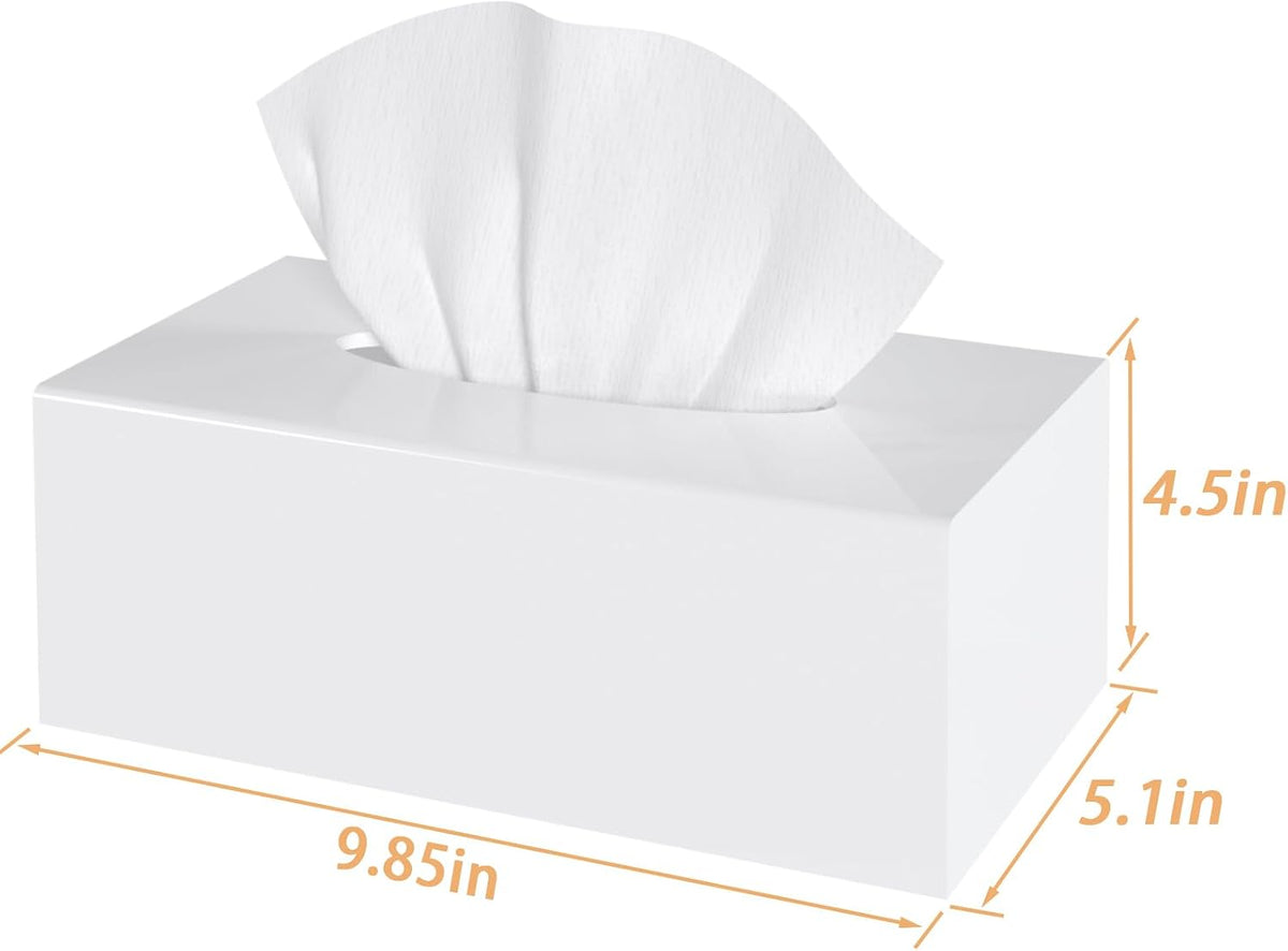 SILUT Shiny White Rectangle Acrylic Tissue Box Cover