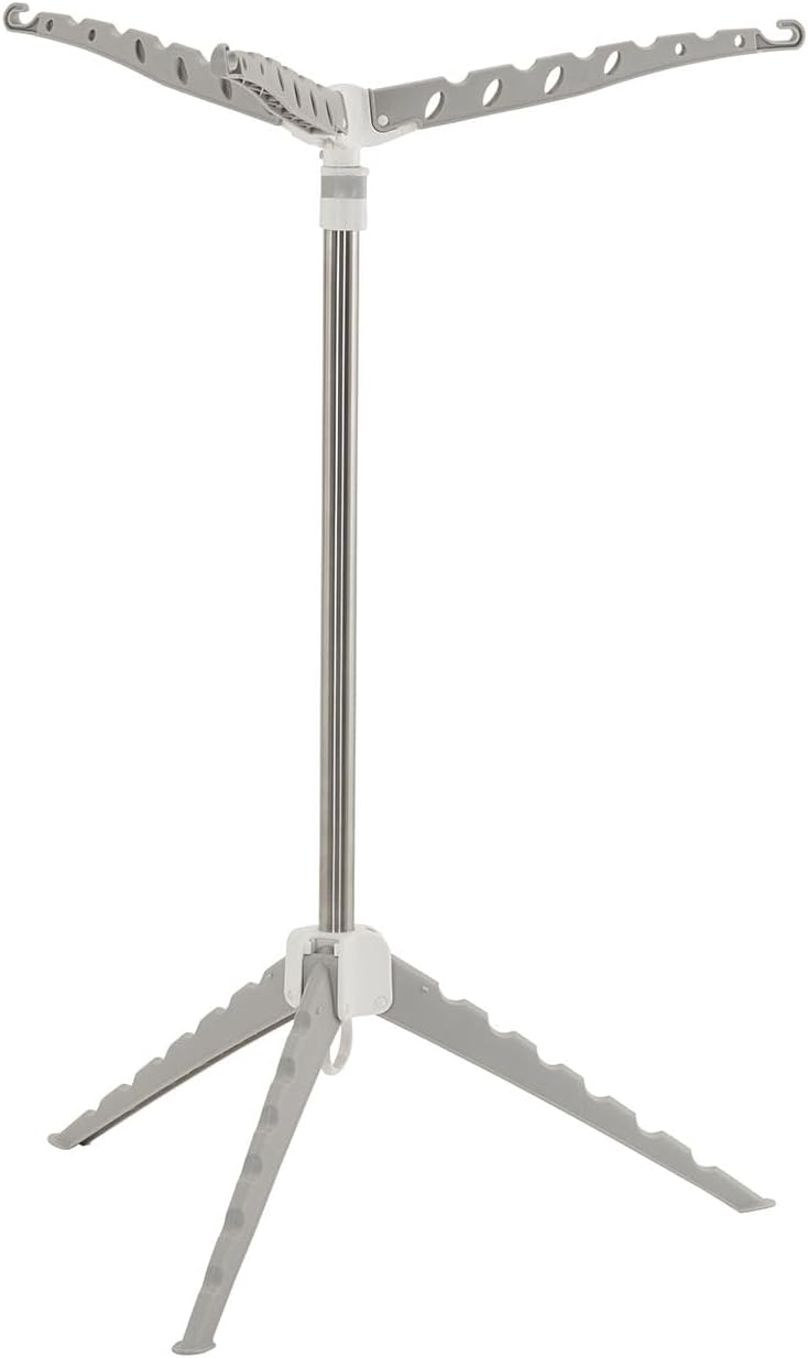 Household Essentials Grey 5006-1 Simple Indoor Tripod Clothes Drying Rack with Carrying Handle for Laundry, Small