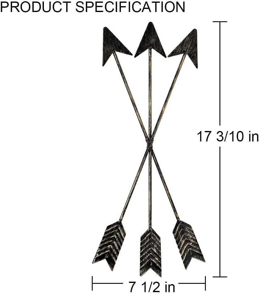 DECORKEY Metal Arrow Wall Decor, Distressed Native American Decor, Wall Hanging Decorative Wall Art for Nursery Gallery Wall, Farmhouse Indoor Outdoor Decoration