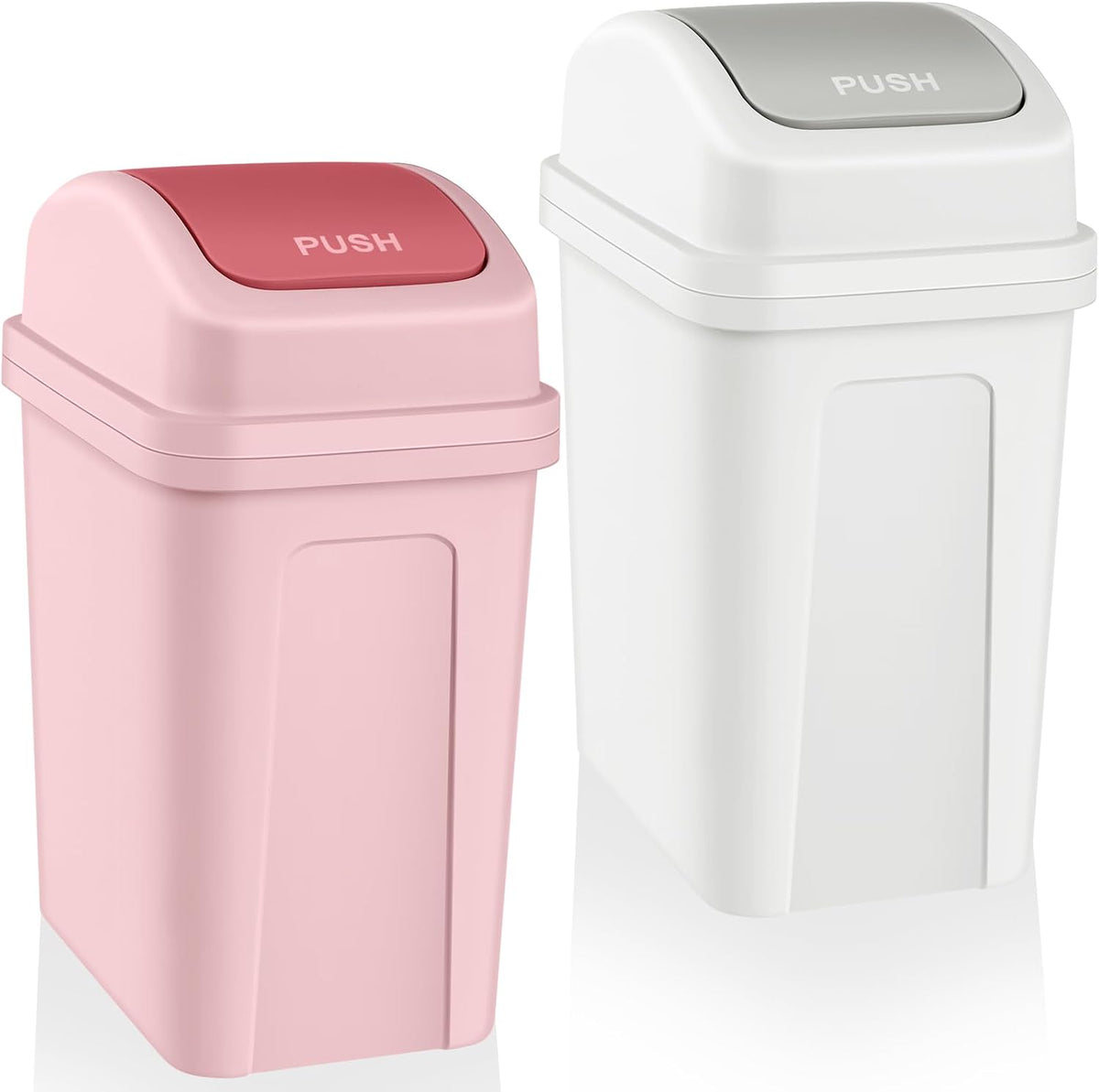 Sumind 2 Pcs 2.6 Gallon Small Trash Can with Swing Lid, Pink and Beige
