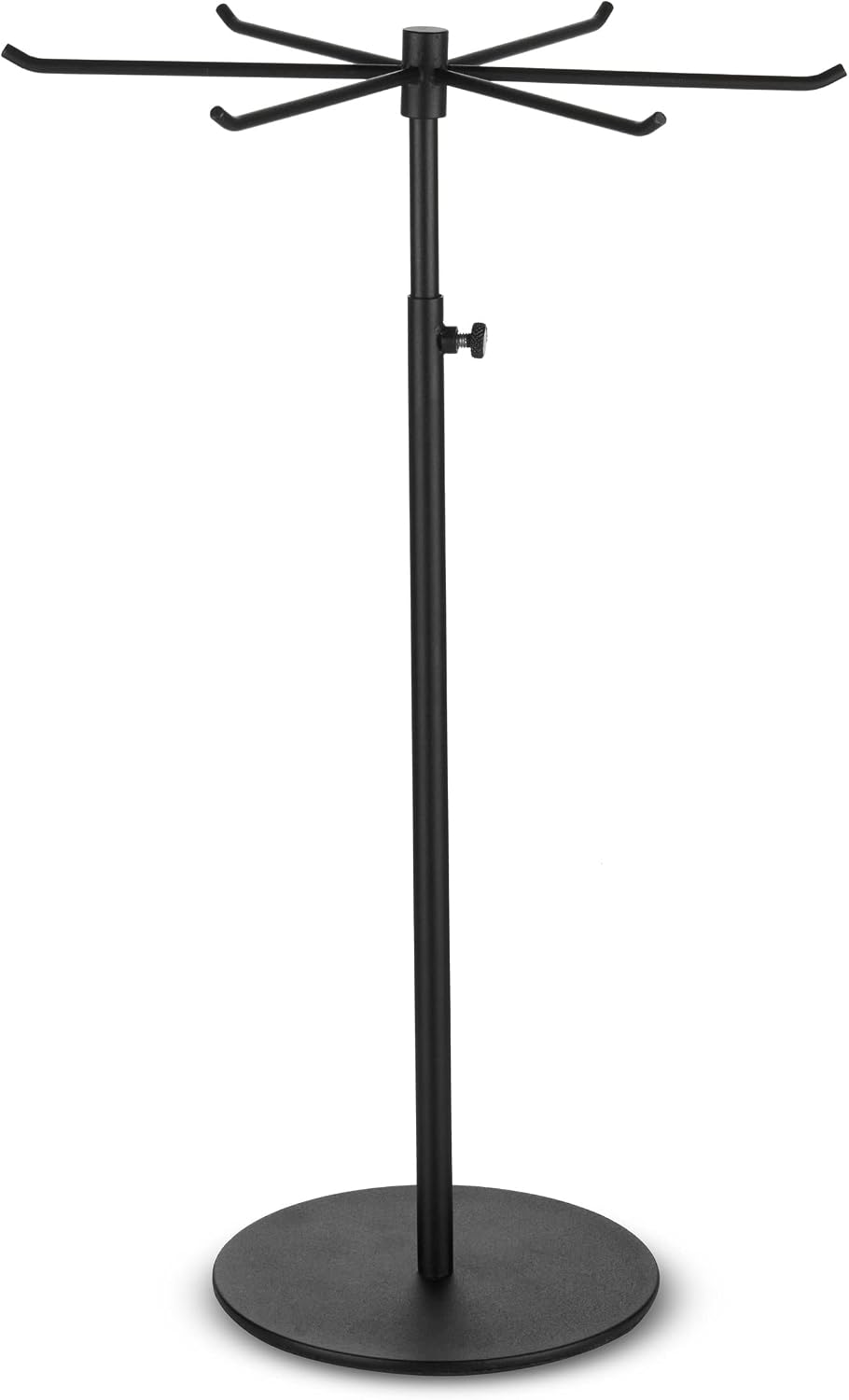 Rotating Keychain Display Stand - Height-adjustable Black Metal Jewelry Organizer - Long Necklace Display Stand with 6 Hook - Easy Clean, Scratch-resistant Display Racks for Craft Shows