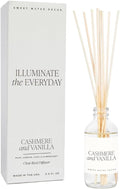 Sweet Water Decor Non-Toxic Cashmere and Vanilla Reed Diffuser Set, Cashmere, Sandalwood, Milky Coconut, Bourbon Vanilla Scented Diffuser for Home, Light Fragrance, Made in the USA, 3.5 FL OZ