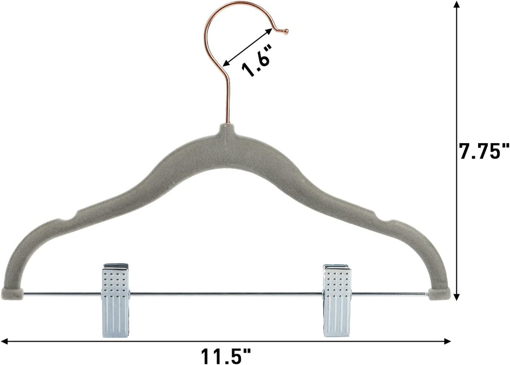 Tosnail 30 Pack Kids Velvet Hangers Children's Clothes Hangers Baby Hangers with Clips - Grey