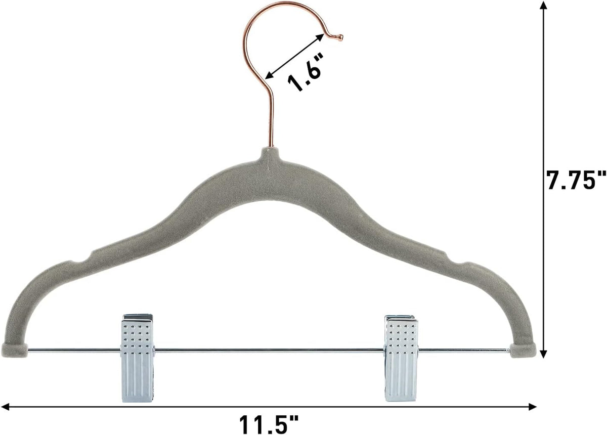 Tosnail 30 Pack Kids Velvet Hangers Children's Clothes Hangers Baby Hangers with Clips - Grey