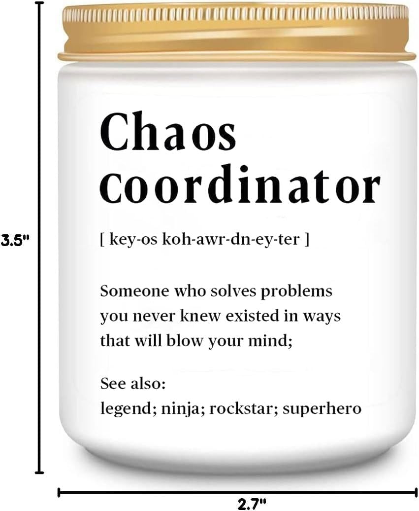LEIOH Chaos Coordinator Gift Ideas,Christmas Birthday Thank You Gifts for Women,Boss Lady,Coworkers,Manager,Office,Teacher,Nurse,Mom,Her, Lavender Jar Candle