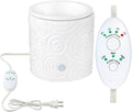 White Swirl Ceramic Candle Warmer Electric with Safety Timer | Automatic Plug in Fragrance Warmer for Scented Wax Melts, Cubes, Tarts | Air Freshener Set for Home Décor, Office, and Gifts