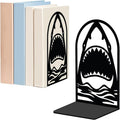 WADORN 1 Pair Metal Bookends for Shelves, Shark Head Heavy Duty Book Ends