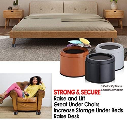 iPrimio Bed Risers 3" Lift, Heavy Duty, Dorm Storage, Round, Brown, 8 Pack
