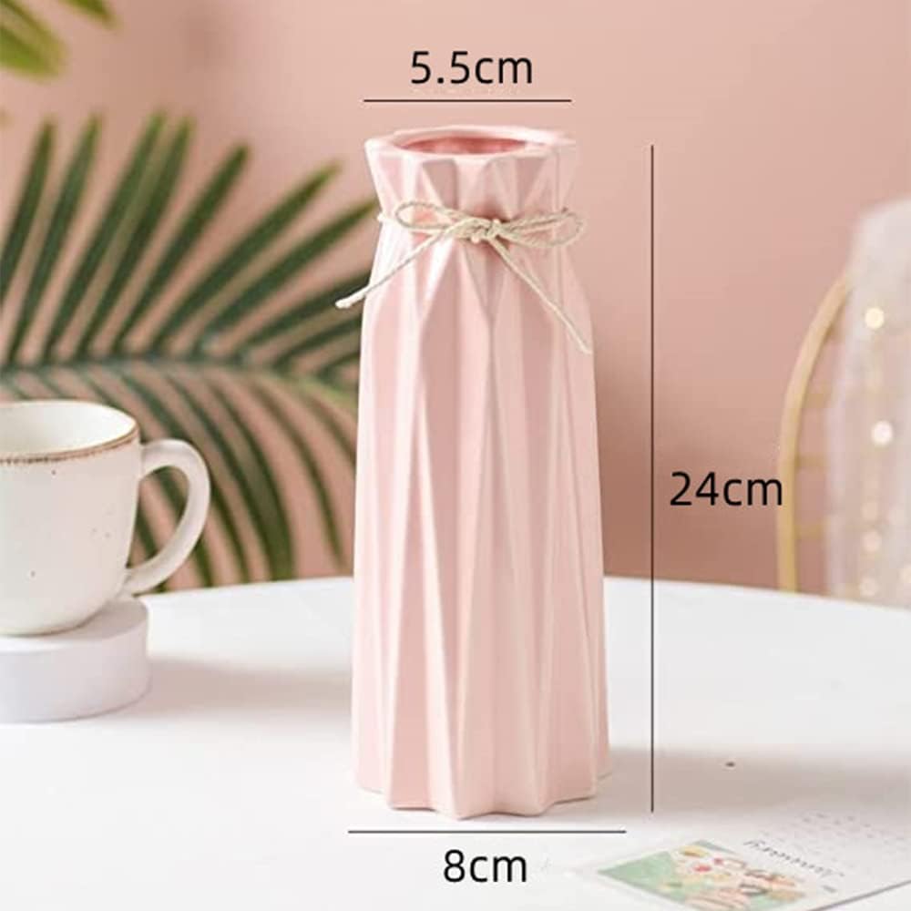 Disoza Ceramic Flower 9.5" H x 3.9" W Pink Vase Modern Home Decor Vases for Centerpieces Minimalist Farmhouse Cute Decorative Vases Flowers Tulip Pampas Grass Vase for Table Bathroom Shelf