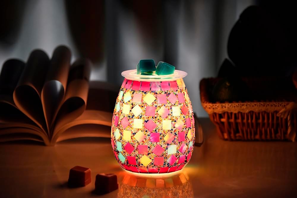 DICIMI Cute Wax Warmer, Wax Melt Warmer Electric with Night Light, Mosaic Oil Burner for Home Decor, Wax Burner for Scented Wax, Aromatherapy Wax Warmer, Ideal Gift for Women