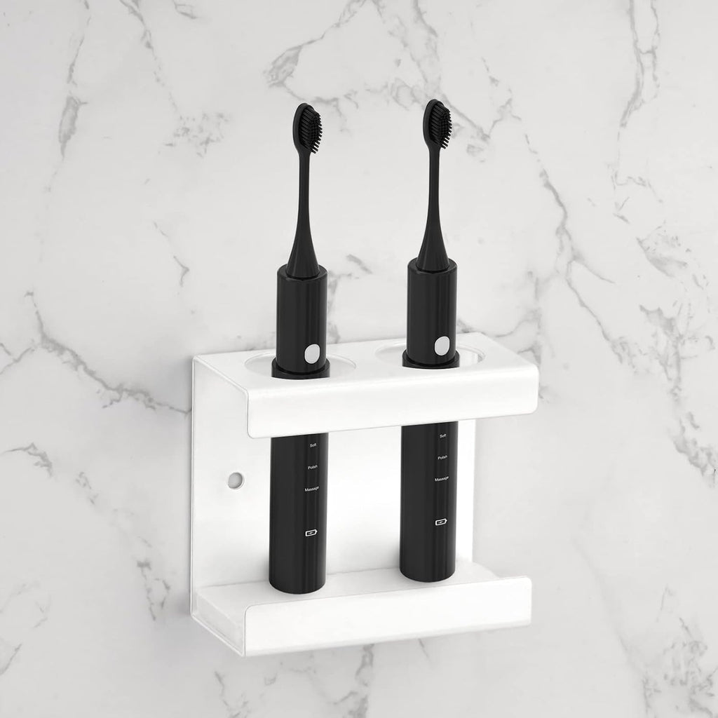 Adorila Electric Toothbrush Holder Wall Mount 2-Slot, White