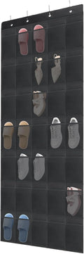 Over the Door Shoe Organizer, 35 Mesh Pockets, Black, 4 Metal Hook