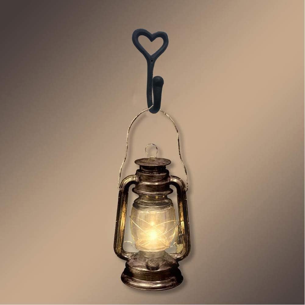 Decorative Wall Hooks Coat Towel Hook, 2 Pcs Key Bag Hanger Coat Hooks Cast Iron Vintage Holder Love Heart Shape Home Decor, Bath Kitchen Garage Hanging Scarf Cap Cup Hat Purse Robes Hook