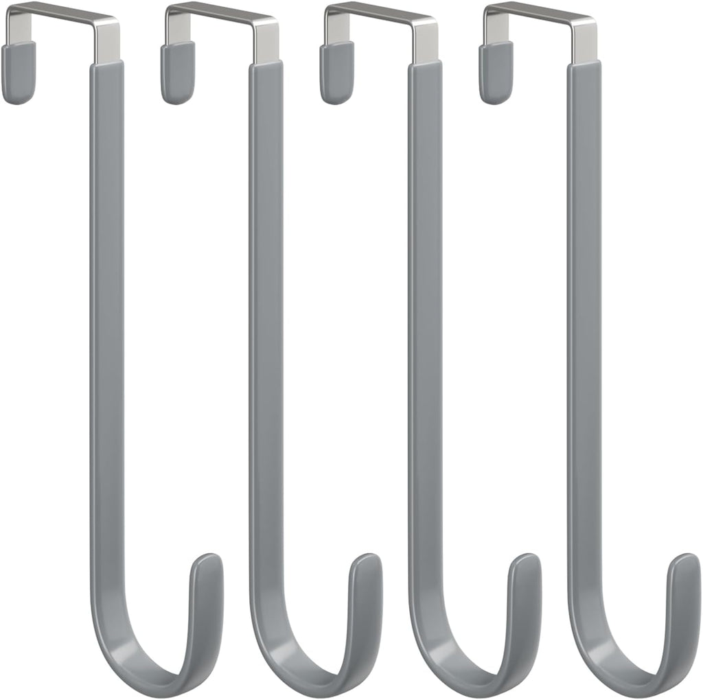 Metal Over The Door Hanger, Rubber Hooks for Hanging Towel, Coat, Bag