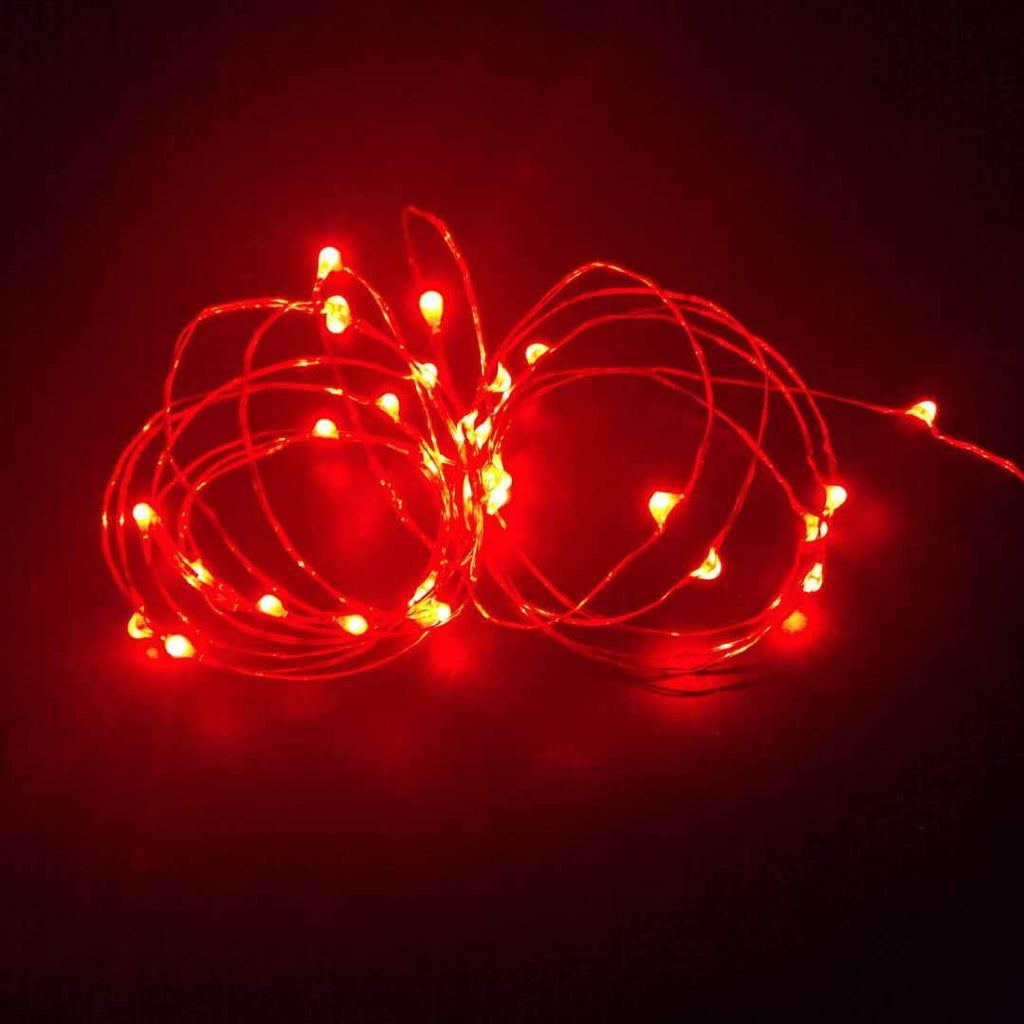 4 Pack Battery Operated Dewdrop Led Lights,Indoor Mini Fairy Lights With Timer Function,For Wedding Home Parties Christmas Holiday Decoration,6 Hours on/18 Hours Off ,30 Count LEDs,10 Feet(Red)