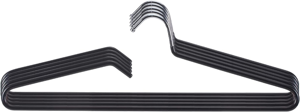 Non-Slip Metal Clothes Hangers - 5 Pack, Space-Saving Short Neck Hangers for T-Shirts, Dresses, Tank Tops, Jackets (Black)