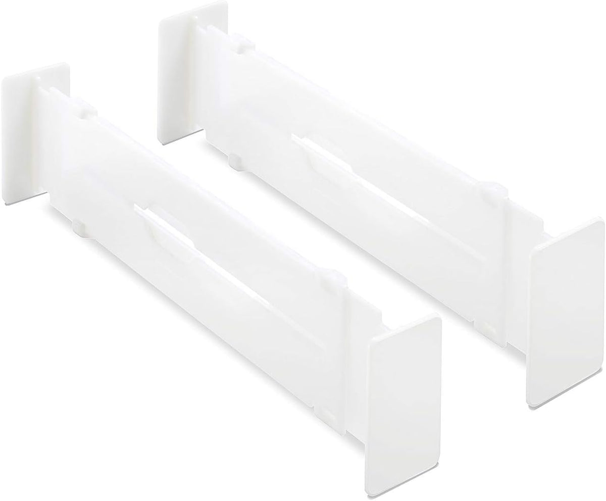 Whitmor Adjustable Organizers Drawer Dividers, Set of 2, White