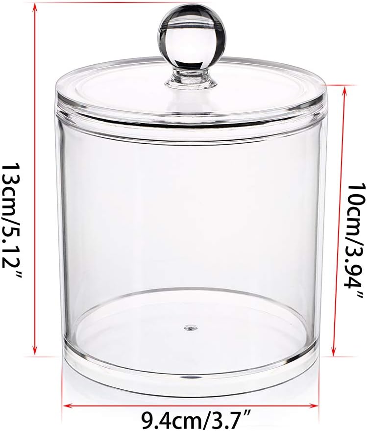 Hipiwe Cotton Ball and Swab Holder Organizer Clear Acrylic Apothecary Jar