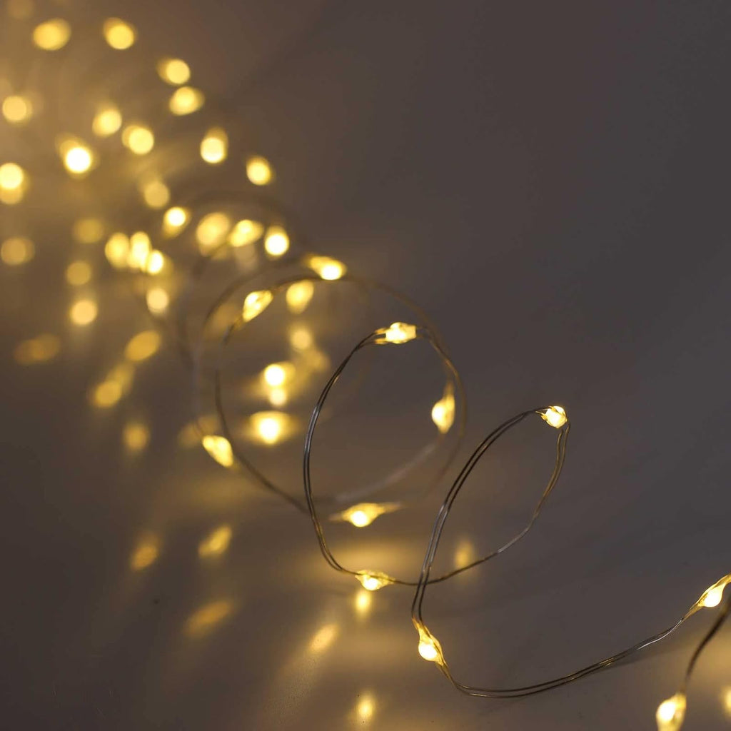 QBIS 40 LED Warm White Fairy Lights, Battery Operated, Silver Wire, 6.5ft