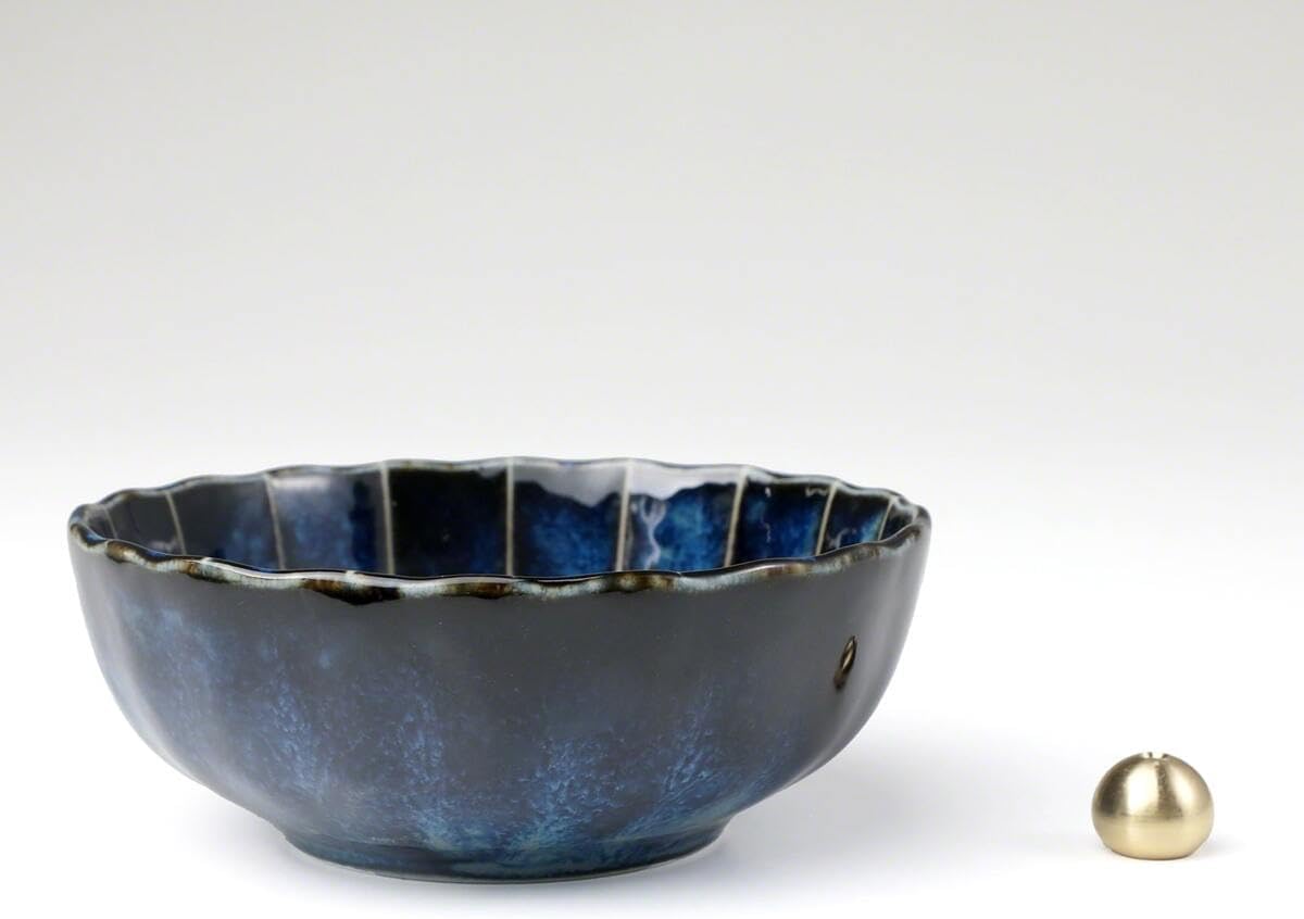 Asayu Japan Lotus Incense Holder for Sticks, Navy Blue Ceramic, 4.1in