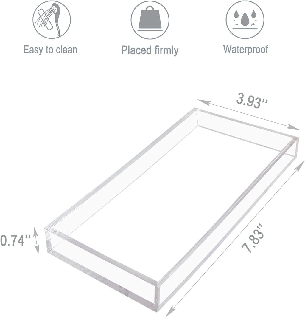 Acrylic Vanity Tray for Organizing, Clear Bathroom Trays for Counter, Desk, Dresser