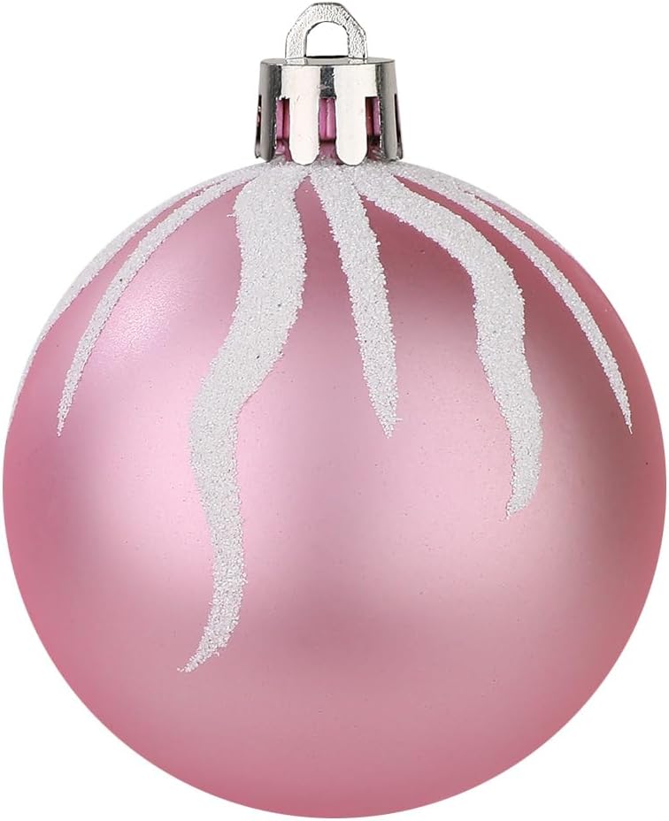 Sattiyrch Christmas Ball Ornaments 30ct, 60mm/2.36" Shatterproof Plastic Decorative Xmas Balls Ornaments Set (Pink)