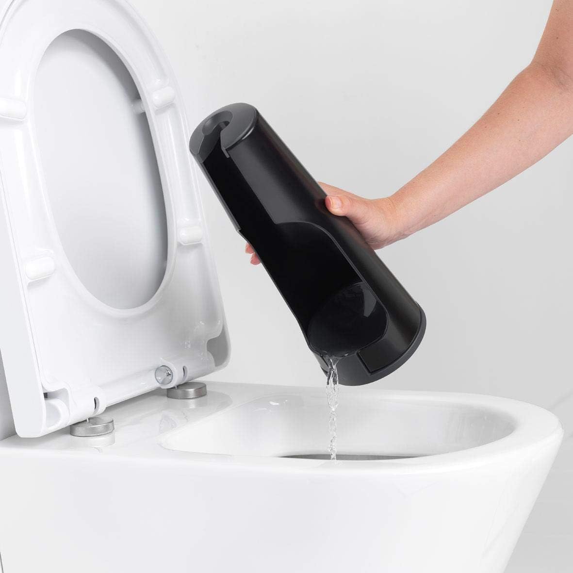 Brabantia ReNewToilet Brush & Holder Set (Matt Black) Free-Standing, Non-Slip/Scratch Base, Hygenic Discreet Toilet Bowl Cleaner