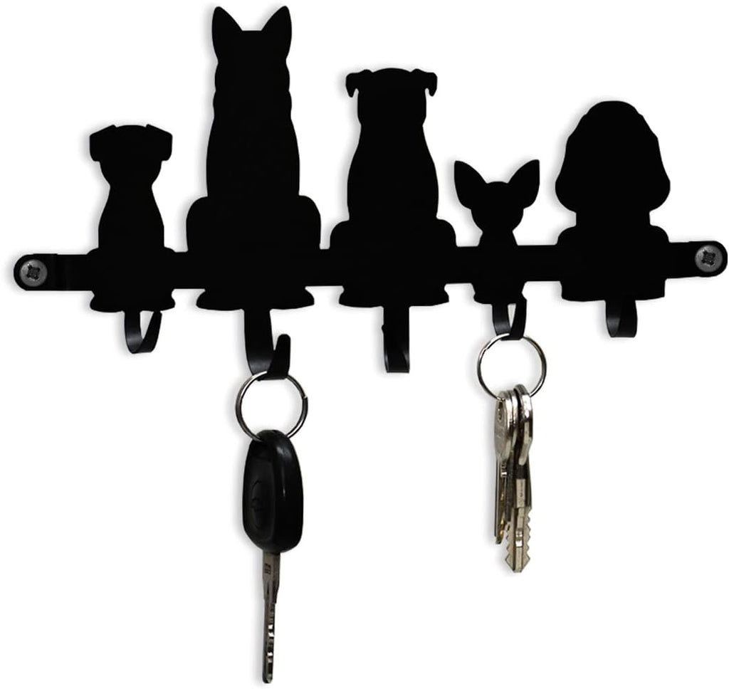 GEGUTON Dogs Design Wall Mounted Key Holder, Steel, Black