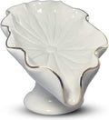 Bathroom Soap Dishes White, Lotus Leaf Soap Holder,Ceramic Soap Dish for Counter Top,Self Draining Soap Holder (White)
