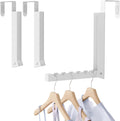 Over the Door Hook, Door Hooks for Hanging Towels, Bags,Coats,Umbrellas, Mirrors, Over Door Dual-Hook, Suitable for Bathrooms, Bedrooms, Laundry Rooms, Kitchens, Storage Rooms (White-2-BK)