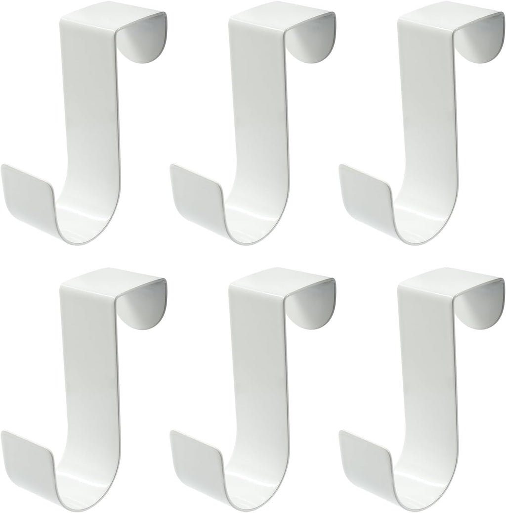 6 Pack Over The Cabinet Door Hook, 70mm Metal (White)