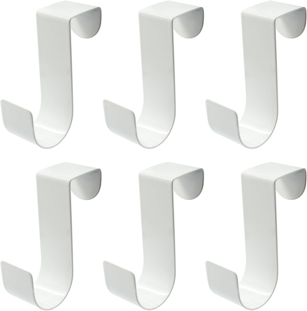 6 Pack Over The Cabinet Door Hook, 70mm Metal (White)