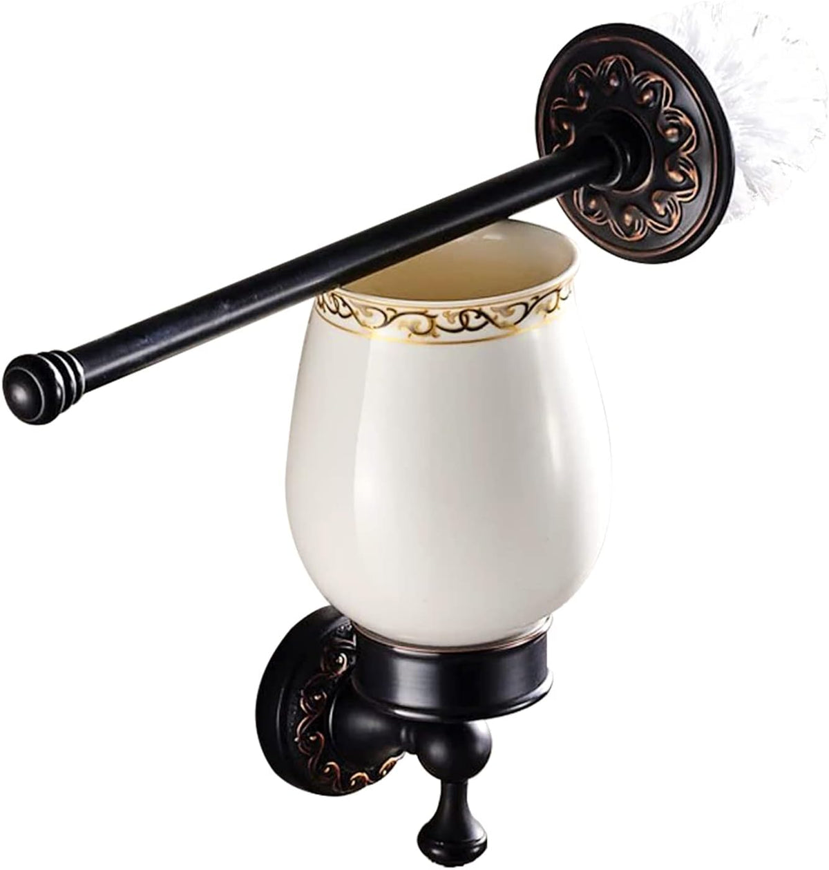 Leyden Bronze Toilet Brush Holder,Oil Rubbed Bronze Toilet Brush Plunge Retro Toilet Bowl Brush Bathroom Accessories Wall Mounted