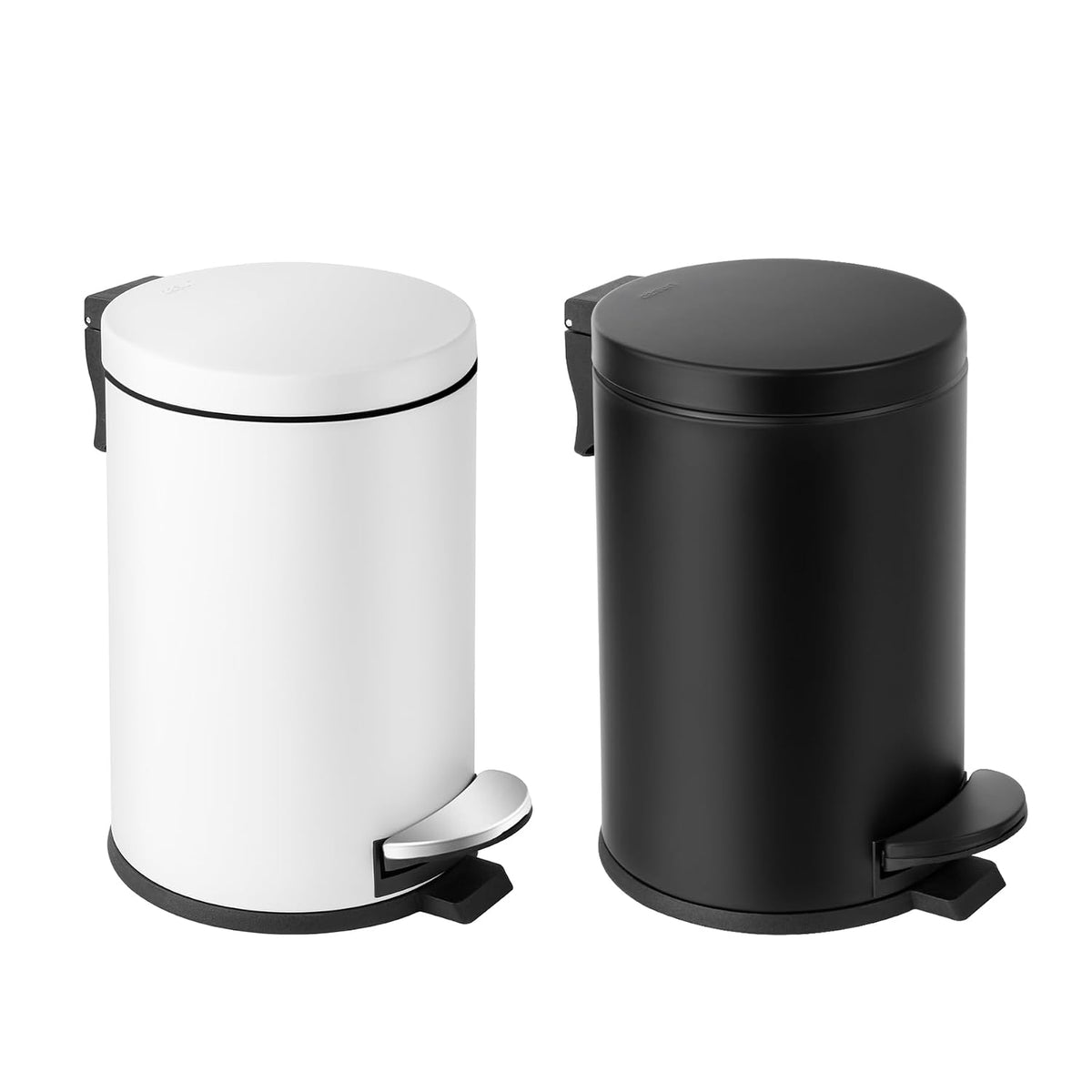 Cesun Small Round Bathroom Trash Can with Lid Soft Close, 1.2 Gal, Black