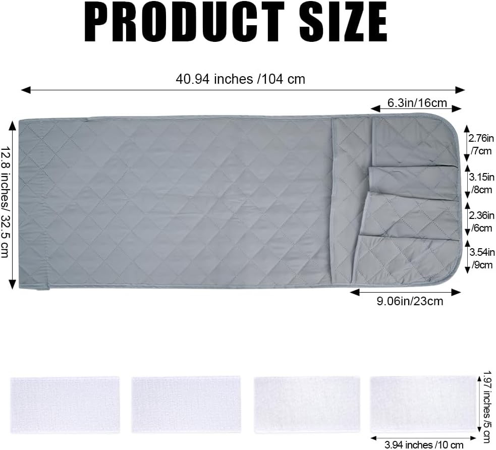 RETON Sofa Armrest Organizer 5 Pockets & 8 Hook‑and‑Loop Fasteners (Gray)