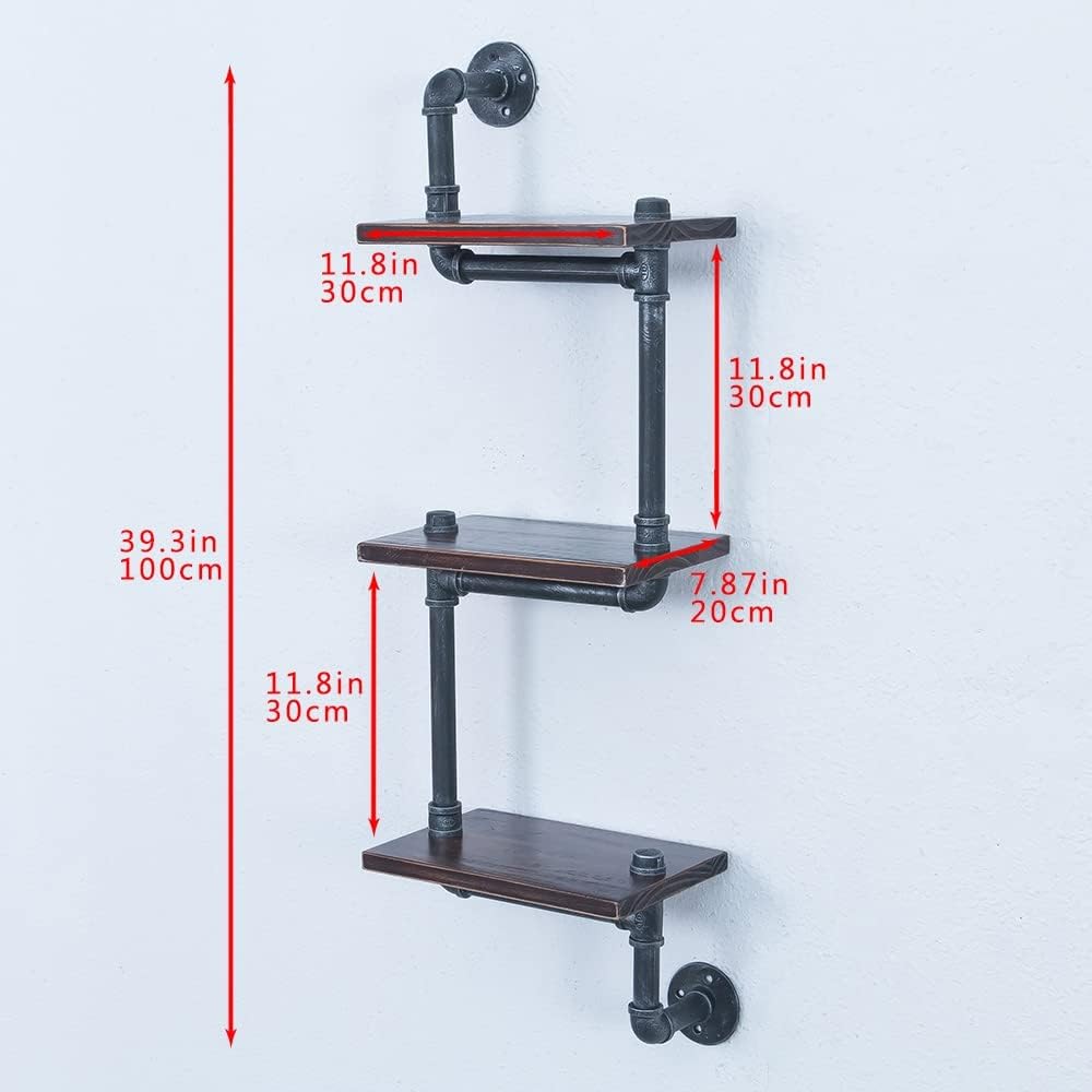 Industrial Pipe Shelving Wall Mounted, Rustic Floating Shelves for Wall