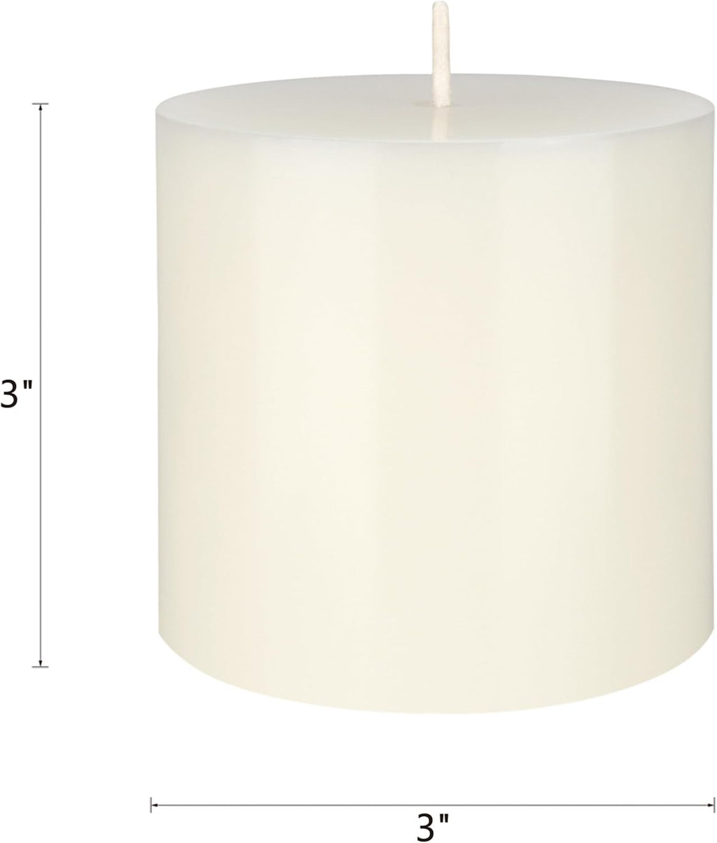 Mega Candles 3 pcs Unscented Solid Off White Pillar Candles, Hand Poured Premium Wax Candle 3 Inch x 3 Inch, Home Décor, Spas, Weddings, Occasions, Party, Centerpieces, Holidays, Vigils, Prayers
