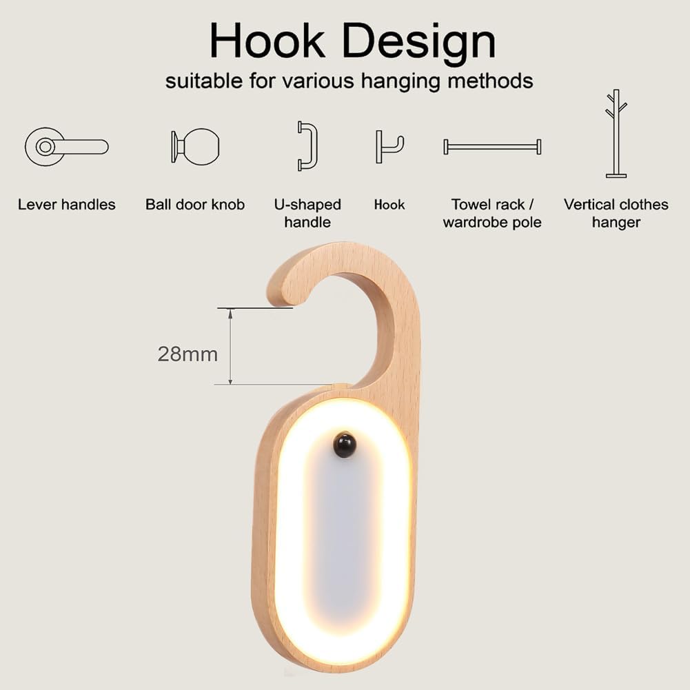 Hotel Door Sign Night Light with Motion Sensor, Rechargeable