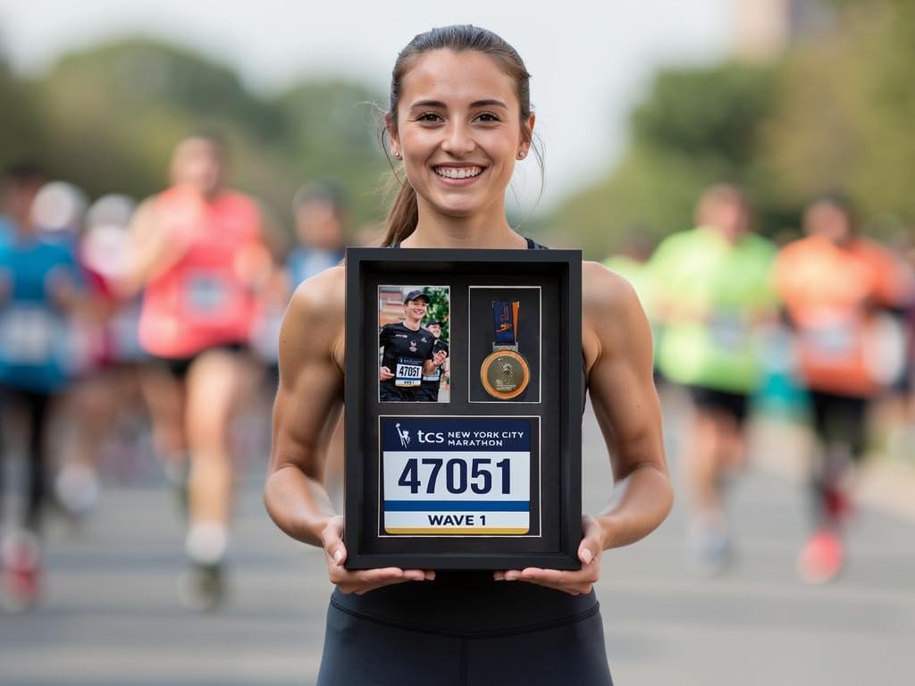 MedalAwardsRack 3 in 1 Shadow Box Display (Medal, Race Bibs, and Photo Display) – Marathon Medal Display, Marathon Medal Frame, Triathlon and Running Bib Holder.