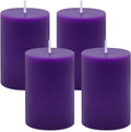 4 Packs 2x3 Inch Purple Pillar Candles, Unscented Small Dripless 24 Hours Solid Colored Column Cylinder Candles for Home Dinner Table Decoration
