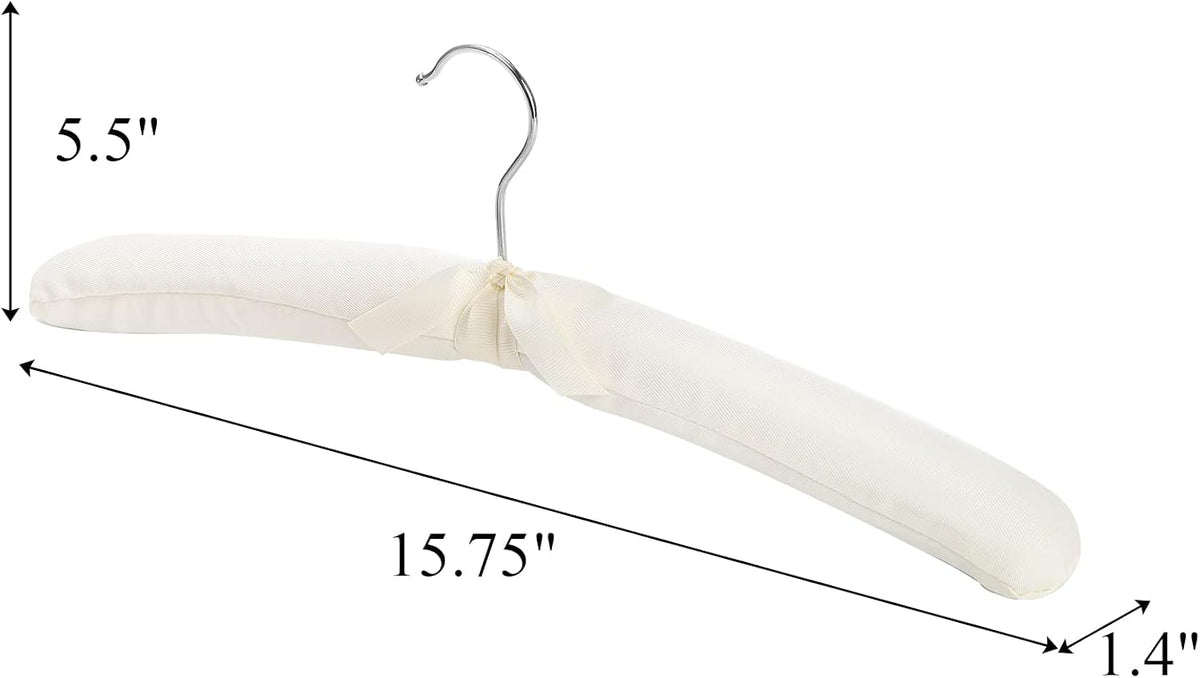 Tosnail 12 Pack Fabric Padded Hangers, Foam Padded Wedding Dress Hangers for Coat, Blouse, Sweaters, Bride Dress, Clothes - White