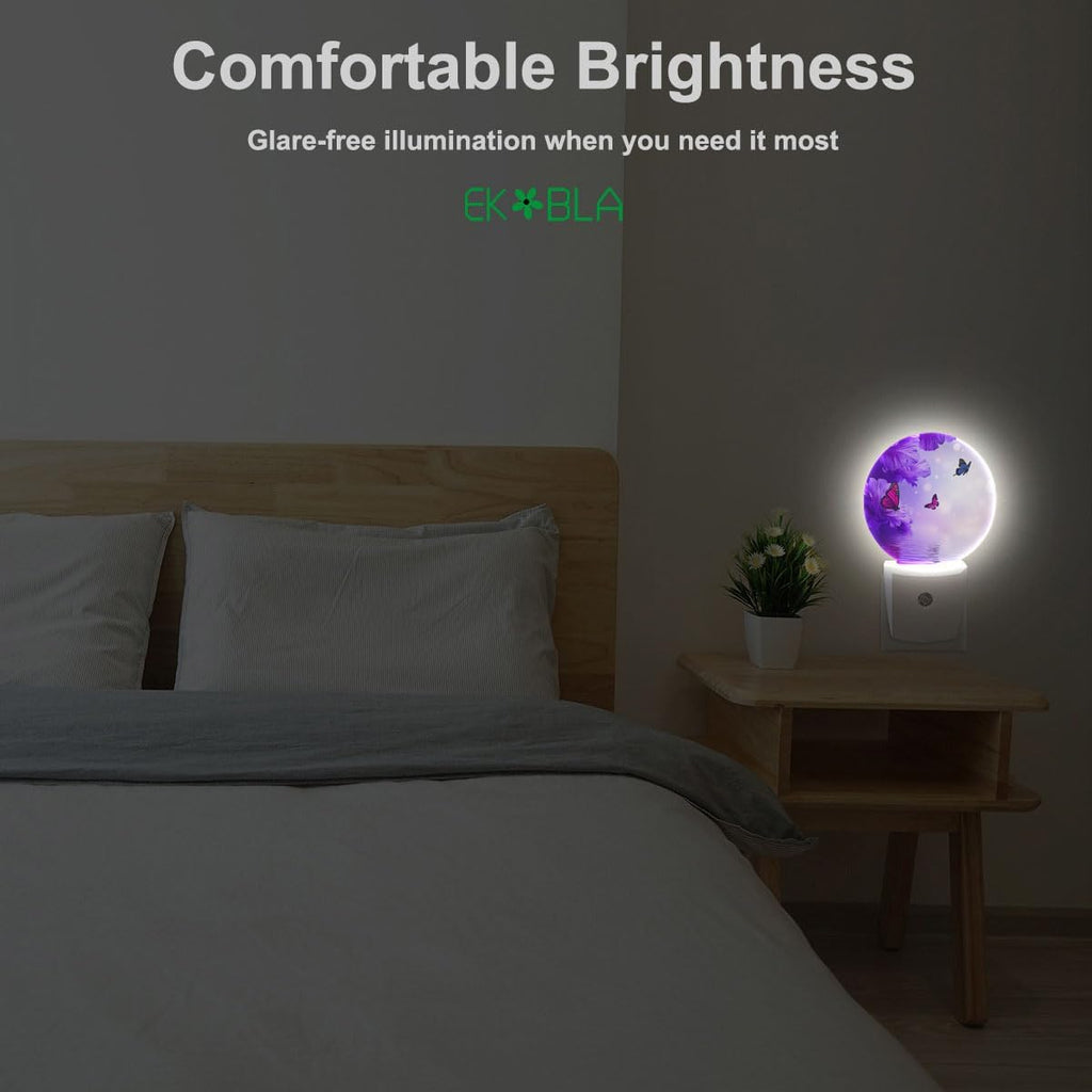 Butterfly Floral Night Light, Plug in Nightlight with Dusk to Dawn Sensor