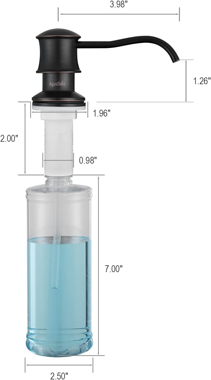 AguaStella ASF42ORB Built in Soap Dispenser Oil Rubbed Bronze for Kitchen Sink with Soap Bottle Countertop Pump