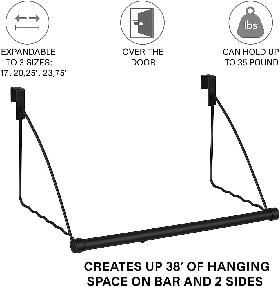HOLDN’ STORAGE Over The Door Hanger for Clothes, Black