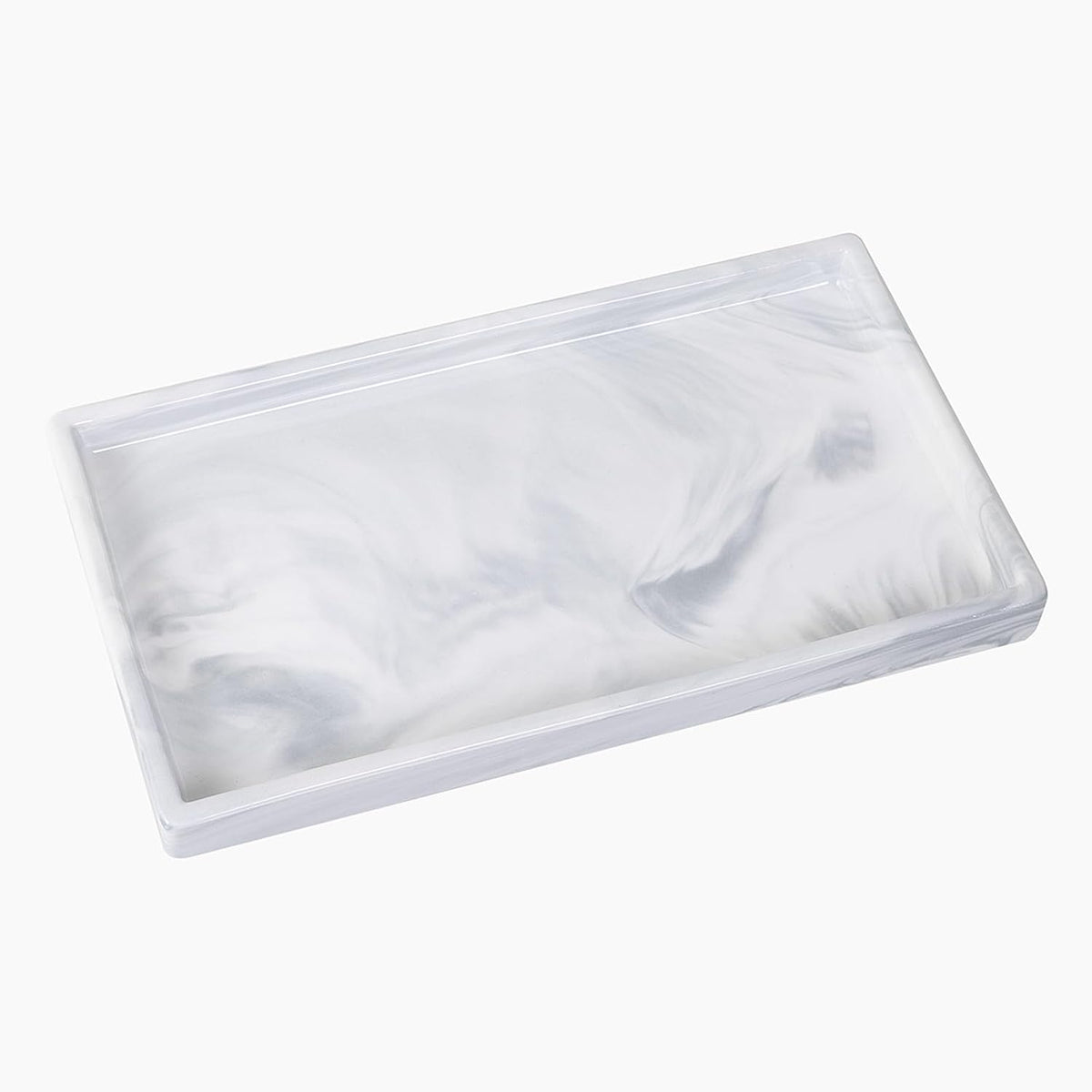 Bathroom Vanity Tray - 11'' Ceramic Rough-Textured Rectangle Countertop Tray, Heavy-Duty Organizer Plate for Perfume, Jewelry, Candles, Soap Dispenser, Kitchen Decorative Trays, Marble White