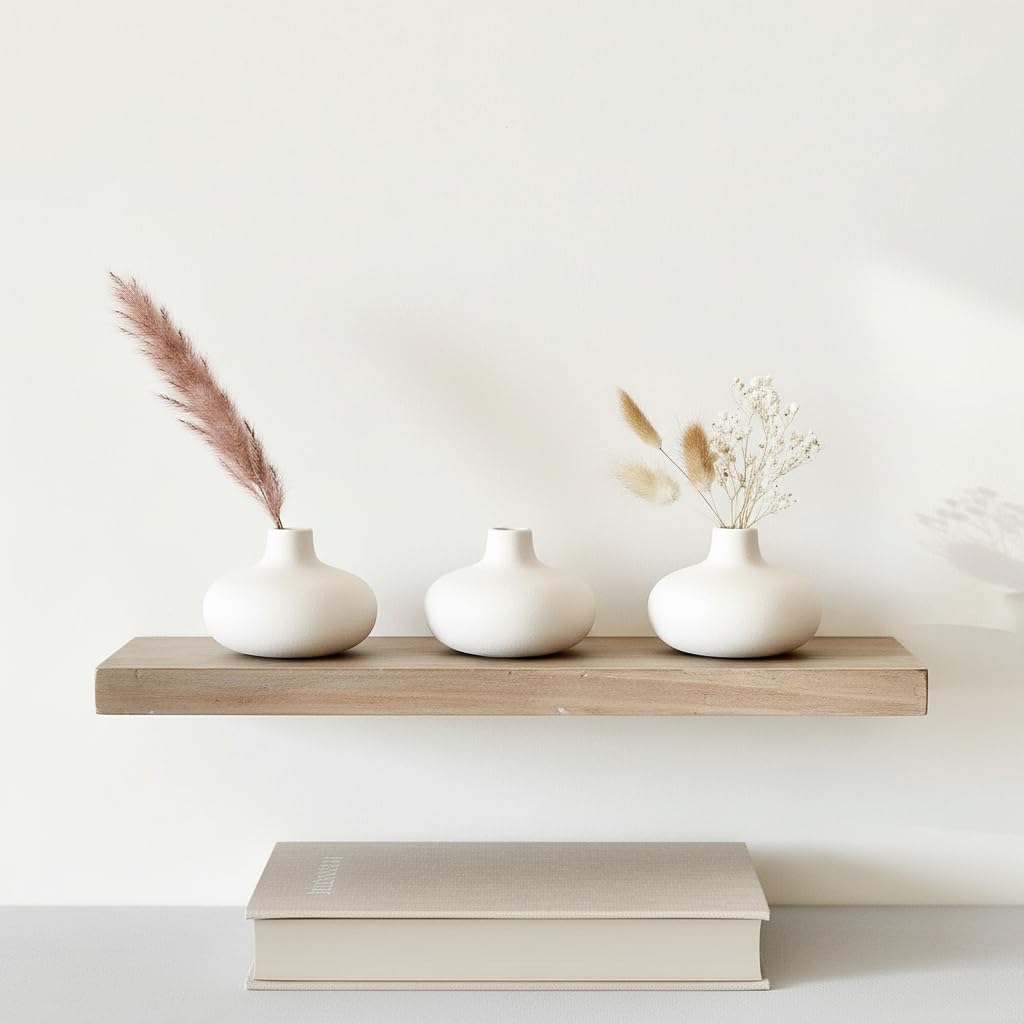 Carrot's Den Small White Ceramic Bud Vase Set of 6, Nordic Minimalist