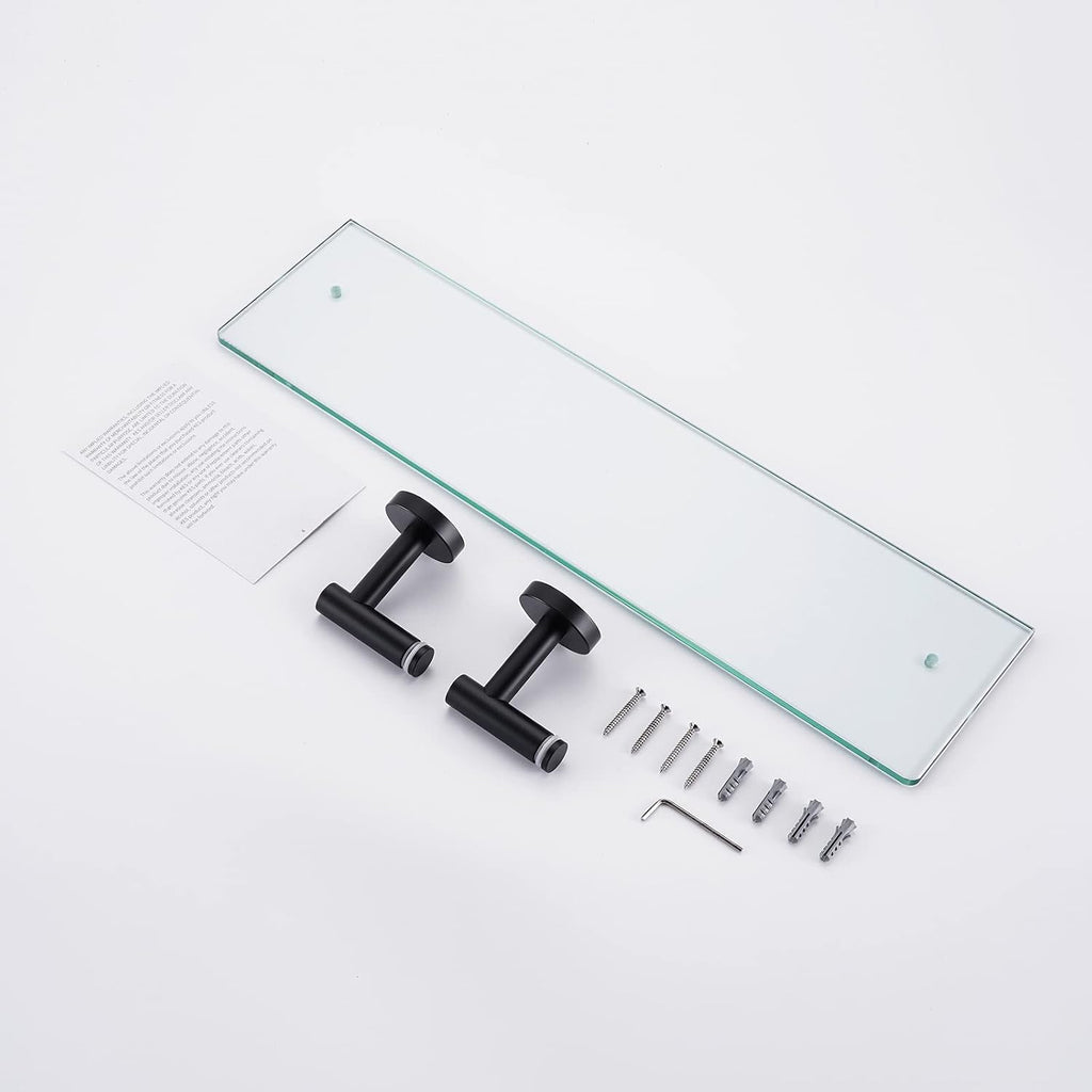 KES Bathroom Glass Shelf with 8 MM-Thick Tempered Glass, Matte Black