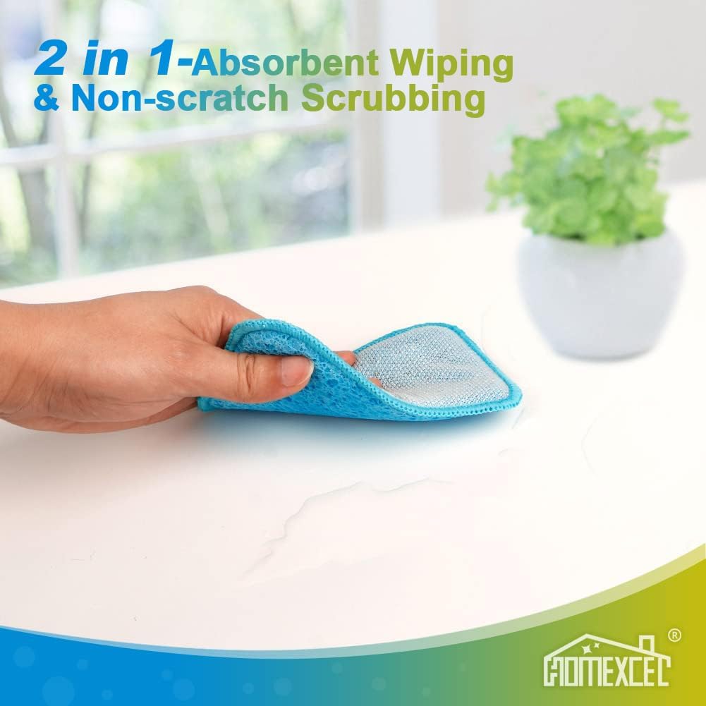 HOMEXCEL 12PK Scrub&Wipe Cloths, Dual-Sided Non-Scratch Sponges for Kitchen