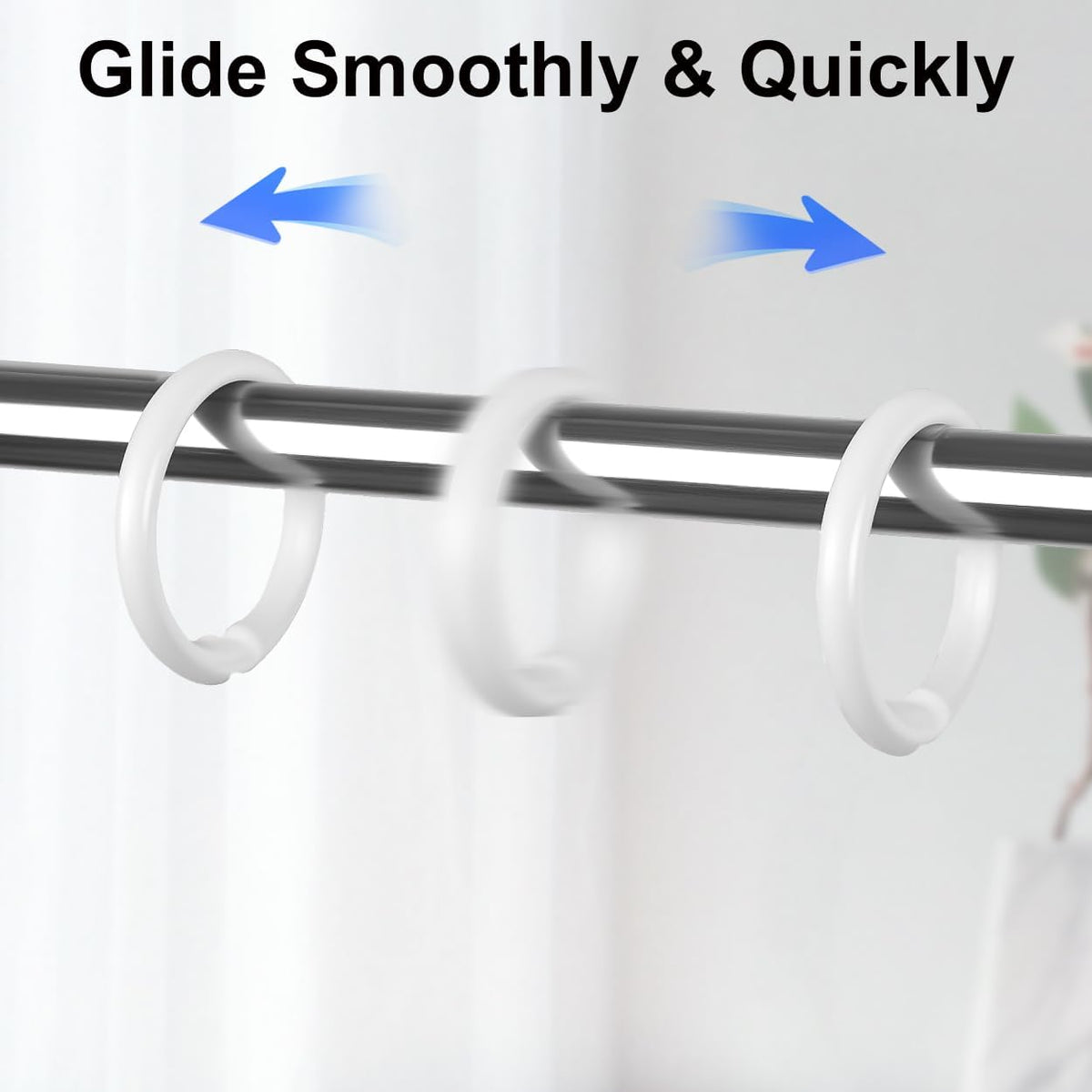 Kutesna 24PCS Shower Curtain Hooks,White Shower Curtain Rings