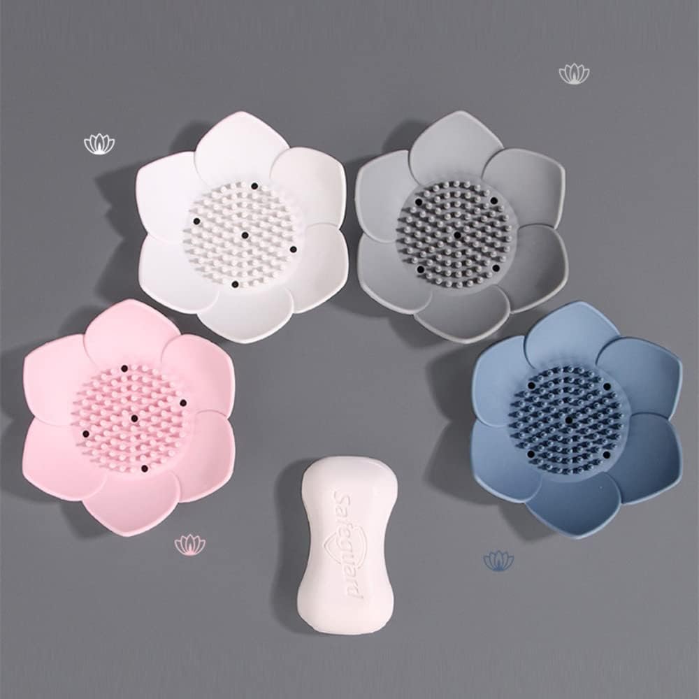 4 Pack Silicone Soap Tray Dishes Soap Holder Saver Draining Bathroom Shower Sink Bathtub
